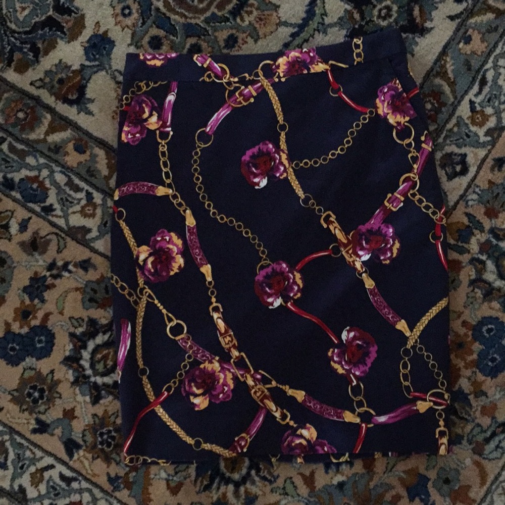 Charter Club navy floral pencil skirt 6P